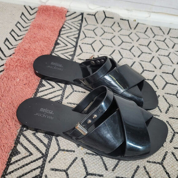 Melissa+Jason Wu Diane Vegan Slide Jelly in Black, sz 7 - Picture 11 of 16